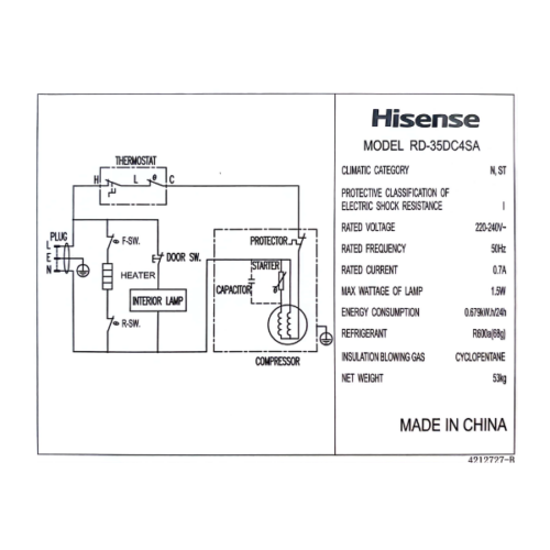 Réfrigérateur combiné Hisense RD-35DC4SA - 264 L-3tiroirs