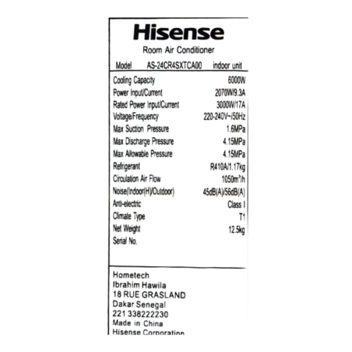 Split Hisense AS-24CR4 24000 BTU - R410A