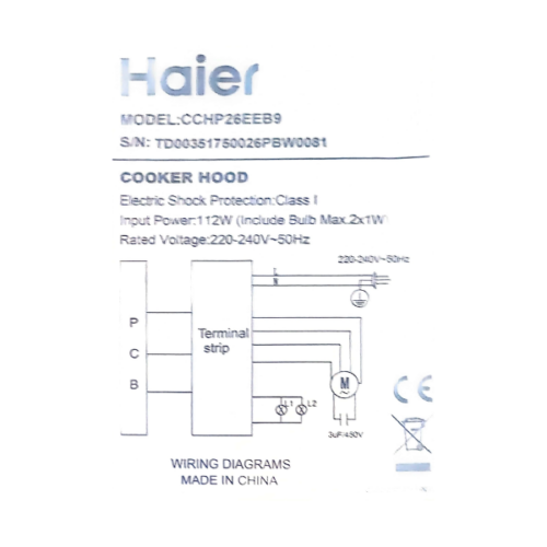 Hotte de cuisine Haier CCHP26EEB9 - 90x60