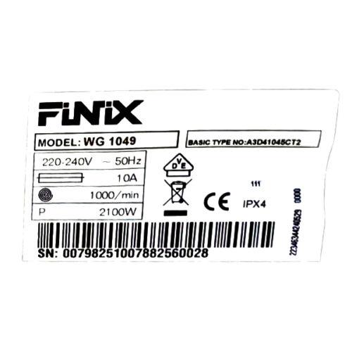 Machine à laver Finix WG1049 - 7kg - A+++