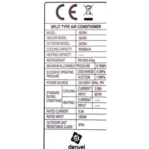 Split DENVEL MSAF-18CRN1 - 18000BTU