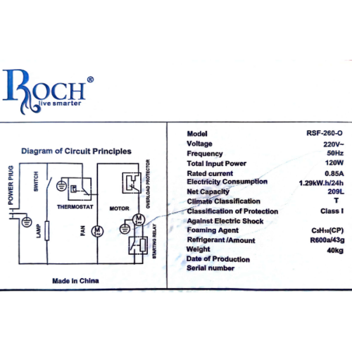 Réfrigérateur Vitrine Roch RSF-260-O - 209 L