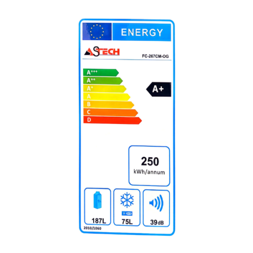 Réfrigérateur combiné ASTECH FC-267(CM-VM)OG-267L - 3T