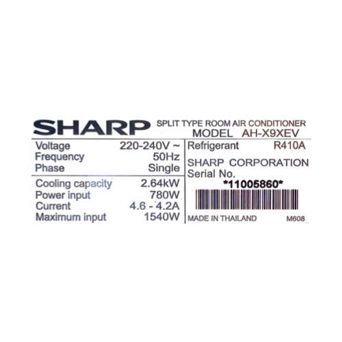 Split Sharp AH/AU-X9XEV 9000 BTU-Inverter