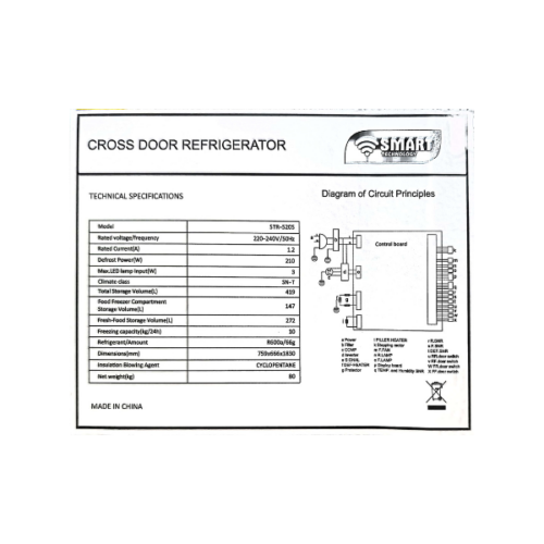 Réfrigérateur combiné Smart Technology STR-520S - 419L -6 Tiroirs