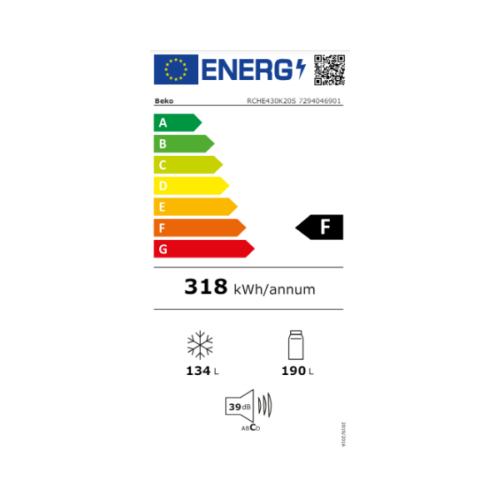 Réfrigérateur 2 portes Beko RCHE430K20S - 430L -(semi-NoFrost)