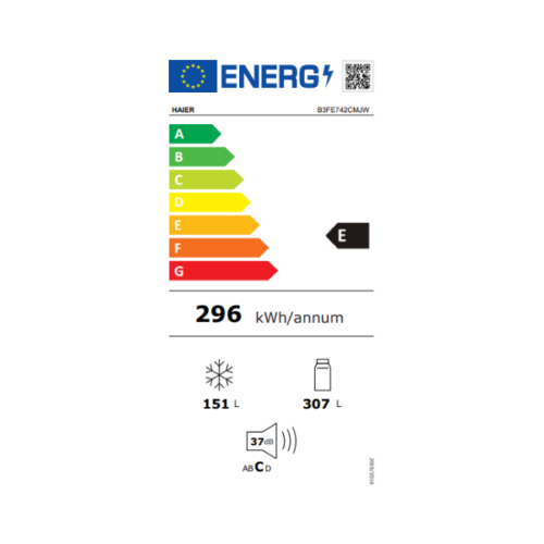 Réfrigérateur combiné Haier B3FE742CMJ - 458L - 2 Tiroirs (No Frost)