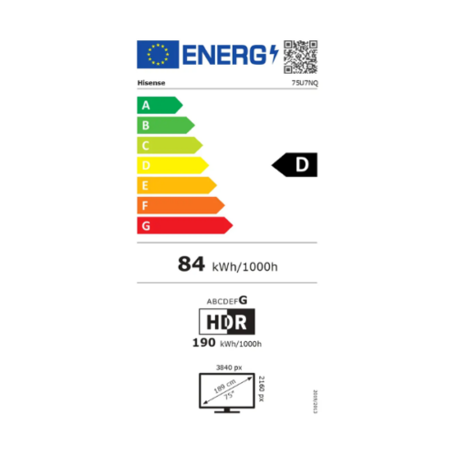 Téléviseur Hisense 75" 75U7N Smart Tv 4K -Vidaa U (Quantum)