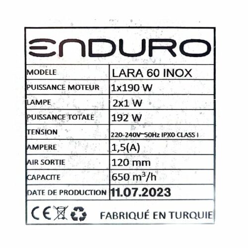 Hotte de cuisine Enduro LARA-60INOX - 60cm