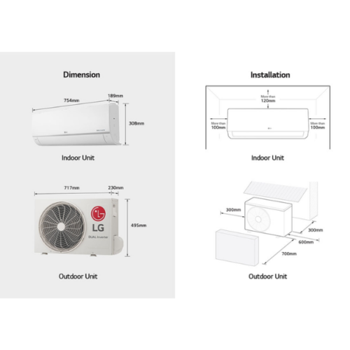 Split LG S4-Q09AA28B - 9000 BTU - (DUALCOOL (Double-Inverter))