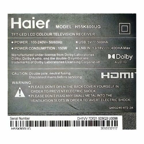 Téléviseur Haier 55" H55K800UG Smart Tv 4K