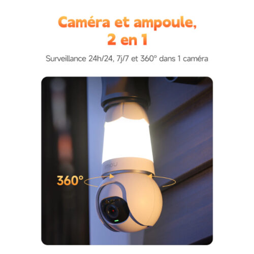 Caméra de surveillance discrète IMOU BULB IPC-S6DP-3MOWEB - 3MP - 2-en-1 Caméra/Ampoule - Compatible douille de lampe E27