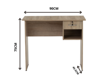 Table de Bureau ECO 3' finition Sonoma 123017 - (1 tiroirs + espace de rangement)