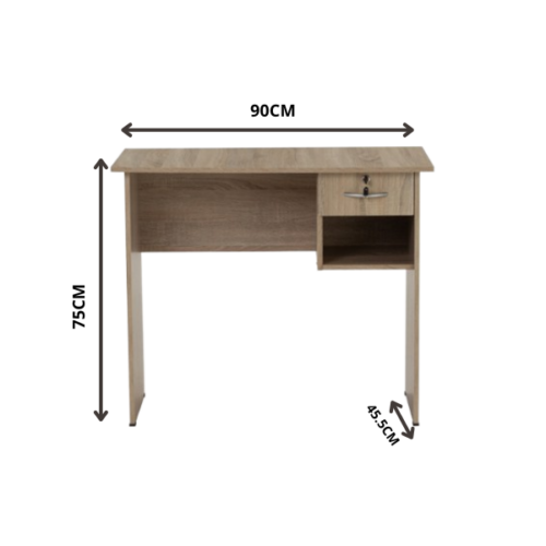 Table de Bureau ECO 3' finition Sonoma 123017 - (1 tiroirs + espace de rangement)