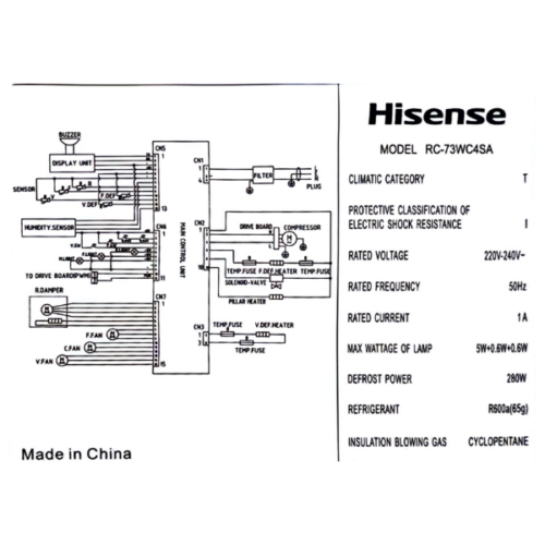 Réfrigérateur combiné Hisense RC-73WC4SW- 499L- 6 Tiroirs