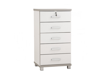 Commode de rangement 5 Tiroirs NAOMI finition Blanc- 351006