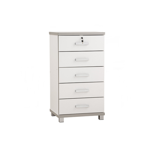 Commode de rangement 5 Tiroirs NAOMI finition Blanc- 351006