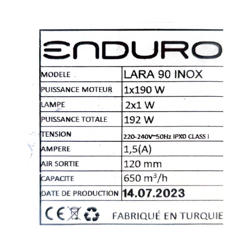 Hotte de cuisine Enduro LARA90INOX - 90cm