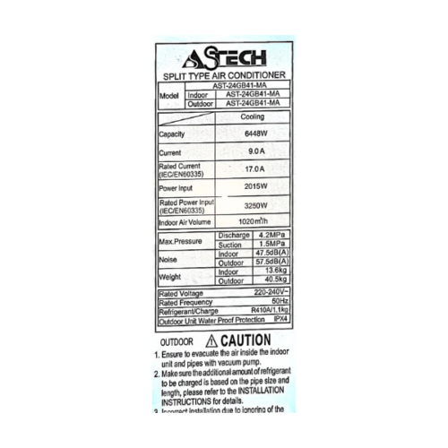 Split Astech AST-24GB41-MA - 24000 BTU