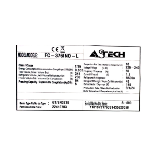 Réfrigérateur combiné avec fontaine ASTECH FC376INL - 324L - 3 Tiroirs (No-Frost)