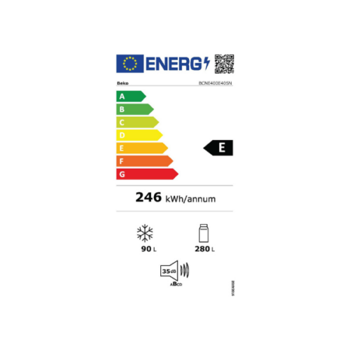 Réfrigérateur combiné encastrable Beko BCNE400E40SN - 370 L - No Frost