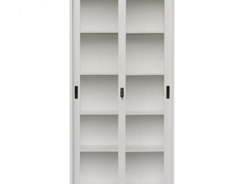 Armoire de bureau métallique - 2 Portes vitrées coulissantes - OZ-CAB103 - Rangement pour bureaux, maisons, écoles, espaces coworking