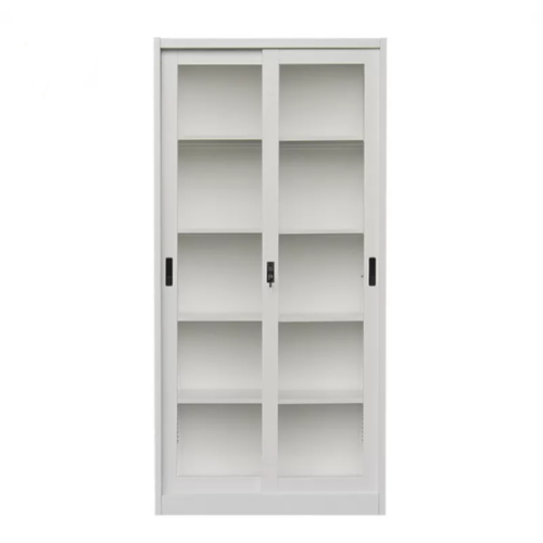 Armoire de bureau métallique - 2 Portes vitrées coulissantes - OZ-CAB103 - Rangement pour bureaux, maisons, écoles, espaces coworking