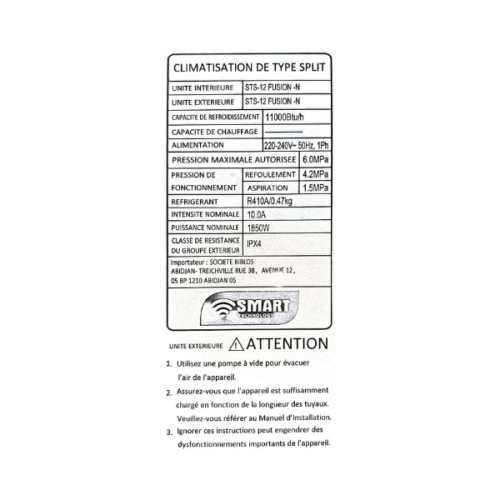 Split Smart Technology STS-12 - 12000 BTU