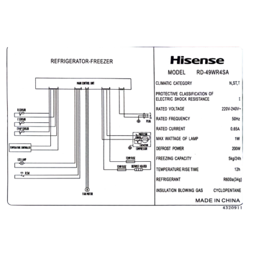 Réfrigérateur 2 portes Hisense RD-49WR4 - 375L -(NoFrost)