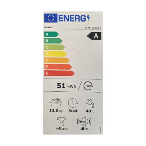 Machine à laver Sharp ES-FP1252KJZ-S - 12.5Kg  INVERTER